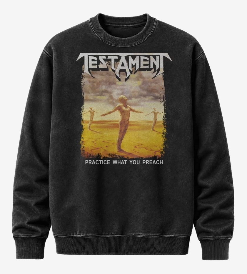 Poleron Polo Acid Wash Negro de Testament Practice What You Preach
