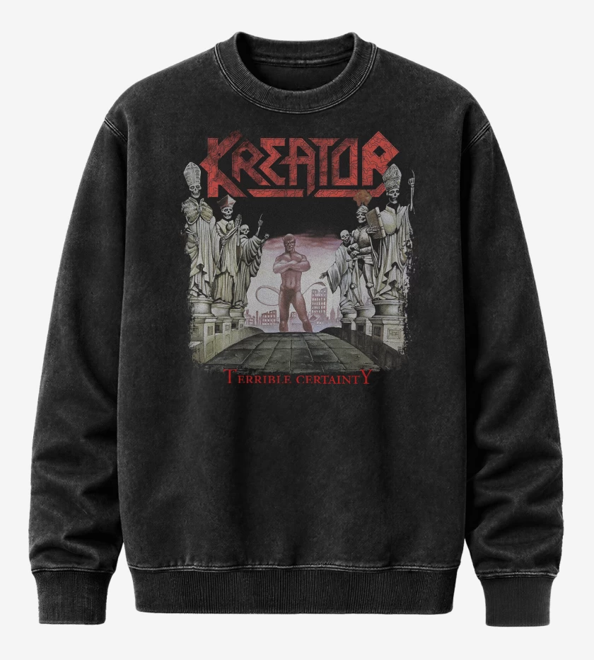 Poleron Polo Acid Wash Negro de Kreator Terrible Certainty