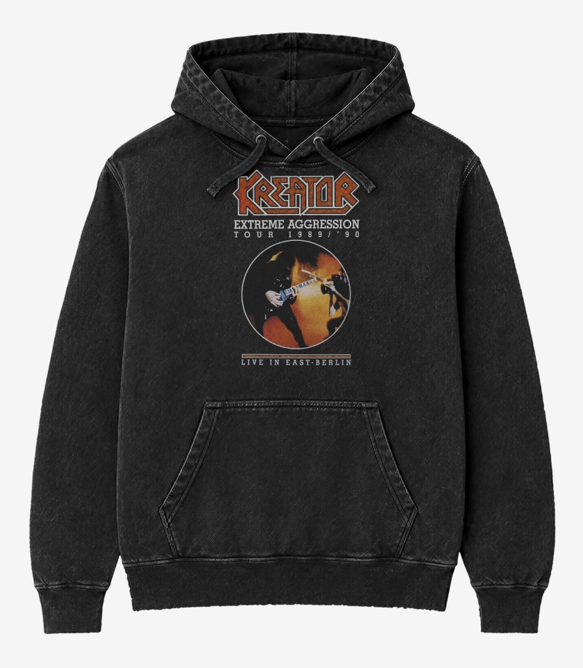 Poleron Canguro Acid Wash Negro de Kreator Extreme Aggression Tour