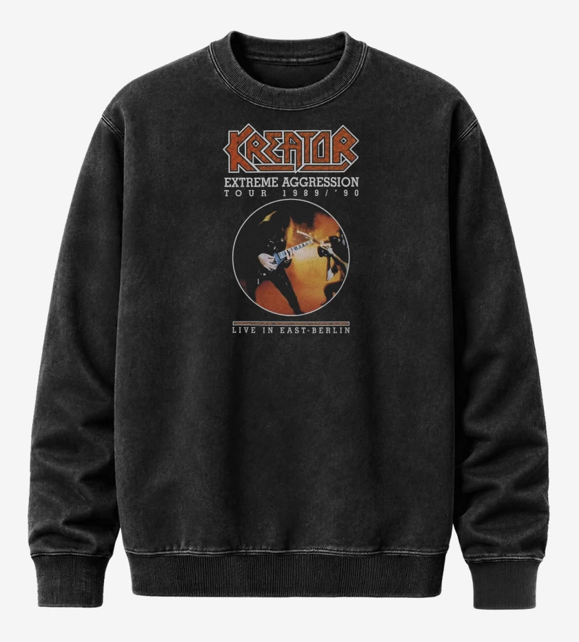 Poleron Polo Acid Wash Negro de Kreator Extreme Aggression Tour