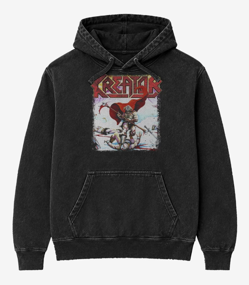 Poleron Canguro Acid Wash Negro de Kreator Endless Pain