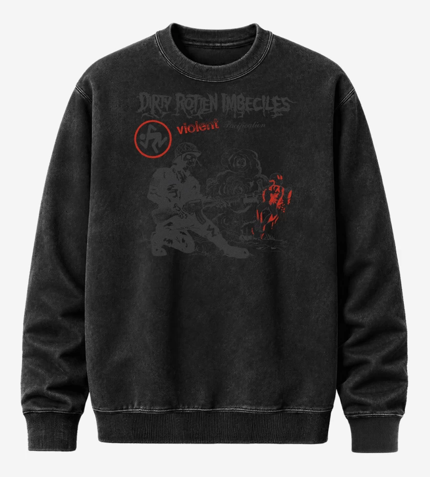 Poleron Polo Acid Wash Negro de D.R.I. Violente Pacification
