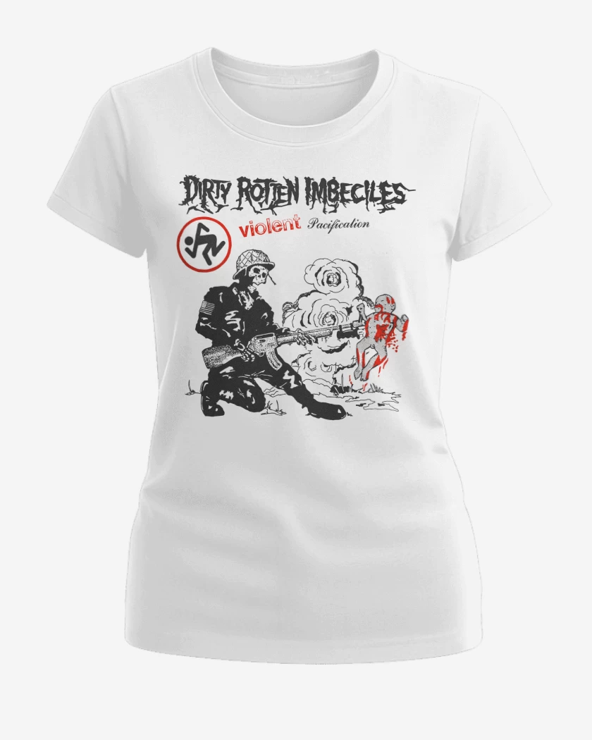 Polera de Mujer Blanco de D.R.I. Violente Pacification
