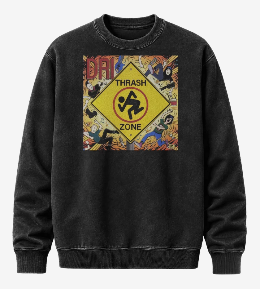 Poleron Polo Acid Wash Negro de D.R.I. Thrash Zone