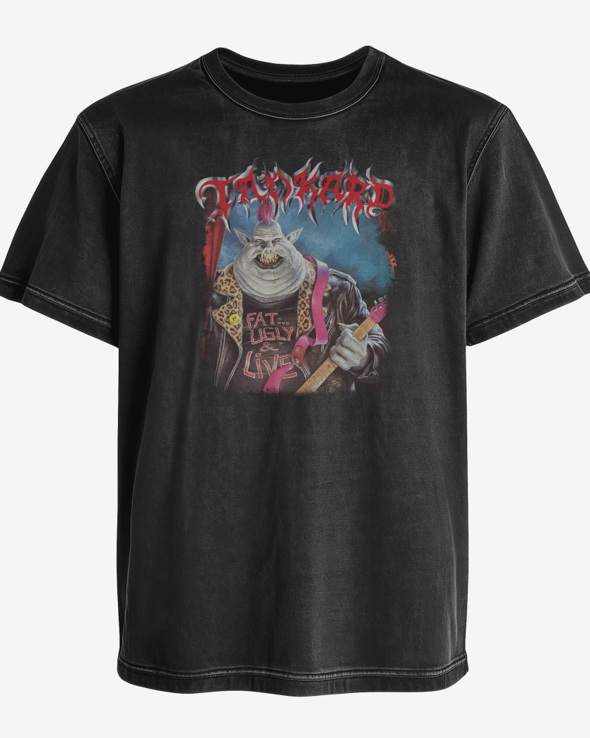 Polera desgastada Tankard Fat Ugly and Live