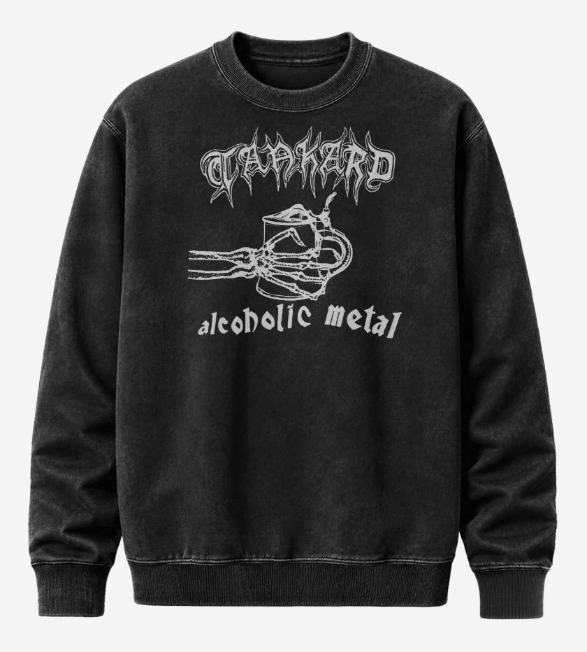 Poleron Polo Acid Wash Negro de Tankard Alcoholic Metal 