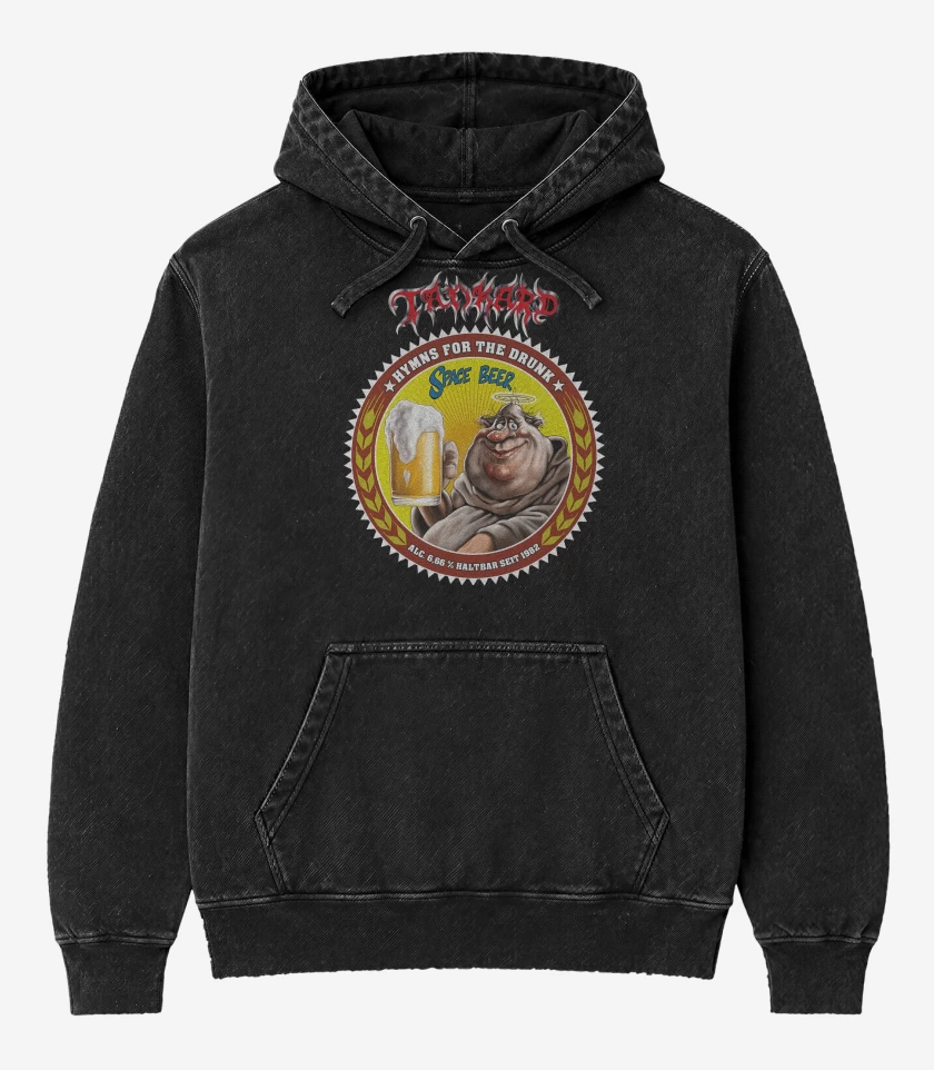 Poleron Canguro Acid Wash Negro de Tankard Space Beer