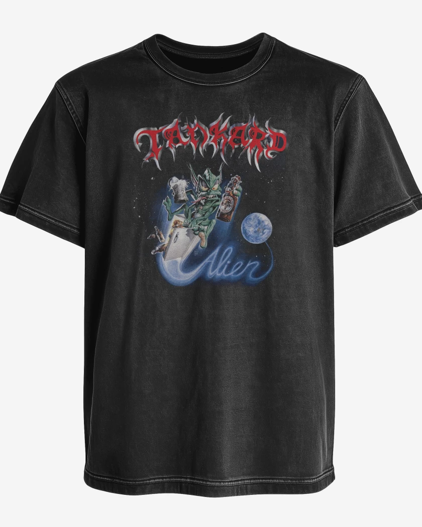 Polera desgastada Negro de Tankard Alien