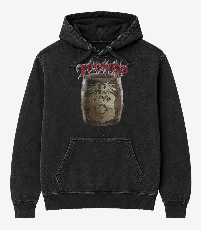 Poleron Canguro Acid Wash Negro de Tankard Barril