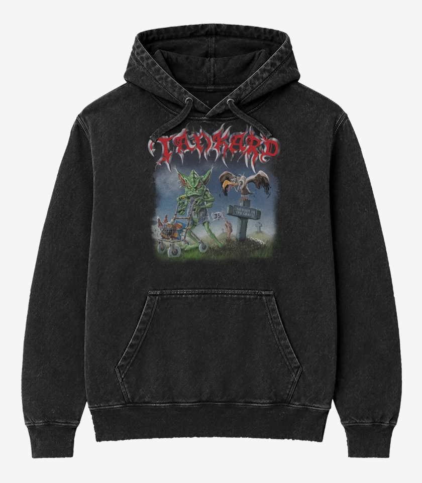Poleron Canguro Acid Wash Negro de Tankard One Foot in The Grave 