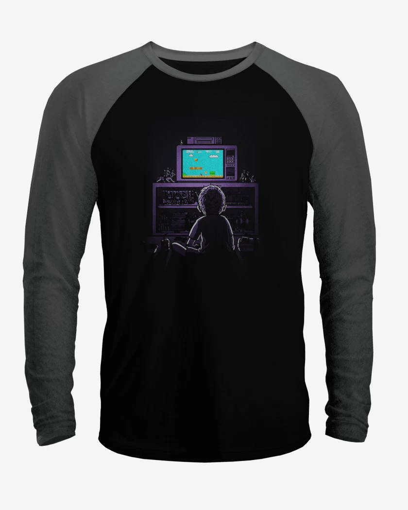 Polera Raglan Negro / Negro Heather de Little gamer