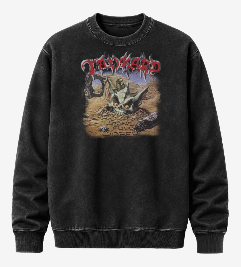 Poleron Polo Acid Wash Negro de Tankard Stone Cold Sober