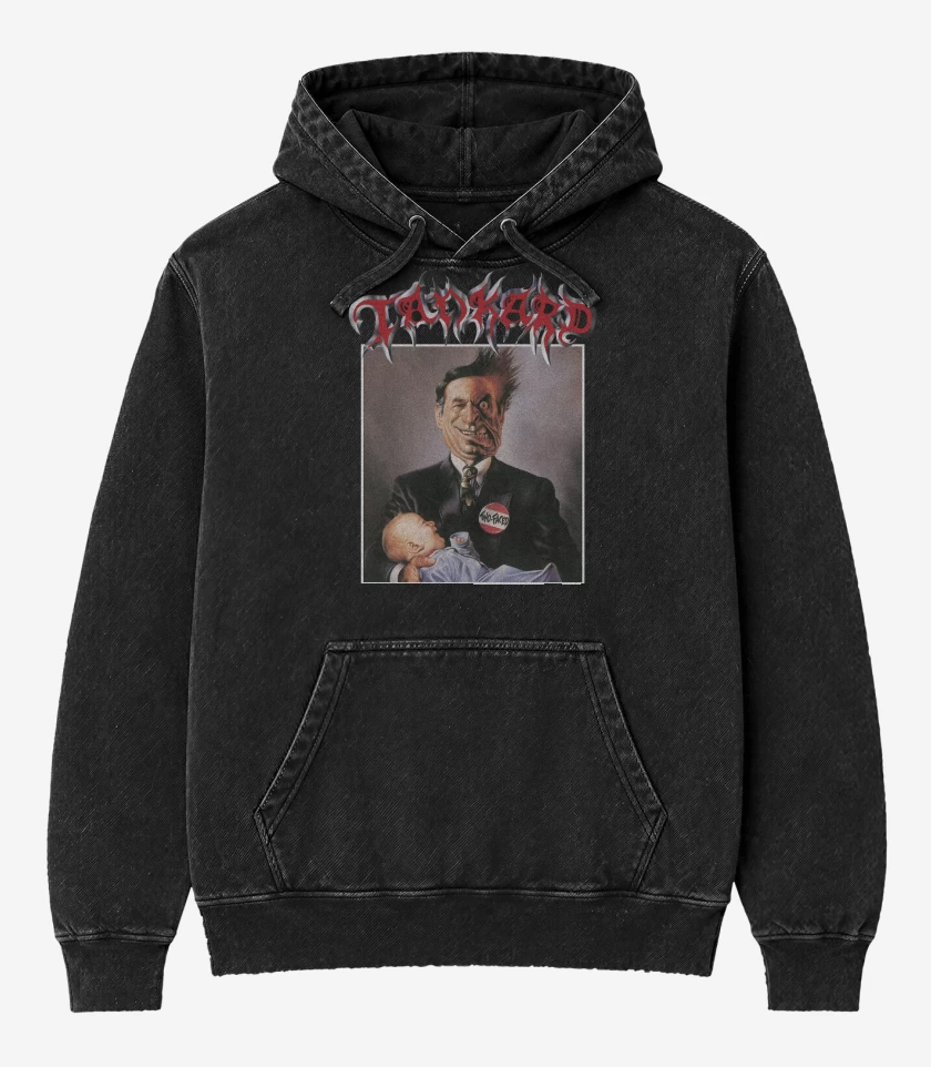 Poleron Canguro Acid Wash Negro de Tankard Two Faced