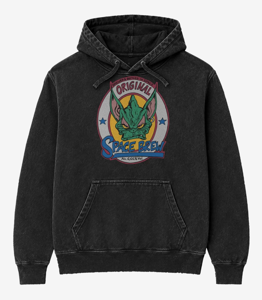 Poleron Canguro Acid Wash Negro de Tankard Space Brew