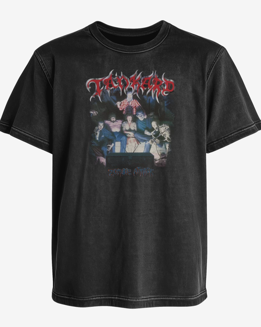 Polera desgastada Negro de Tankard Zombie Attack