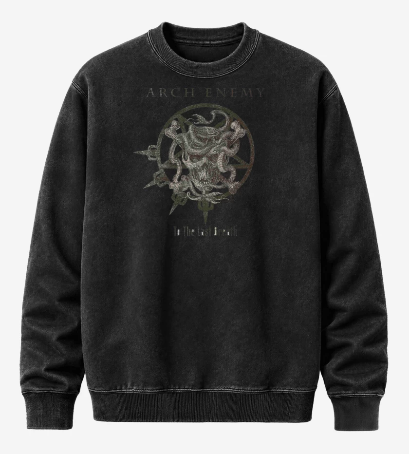 Poleron Polo Acid Wash Negro de Arch Enemy To the Last Breath