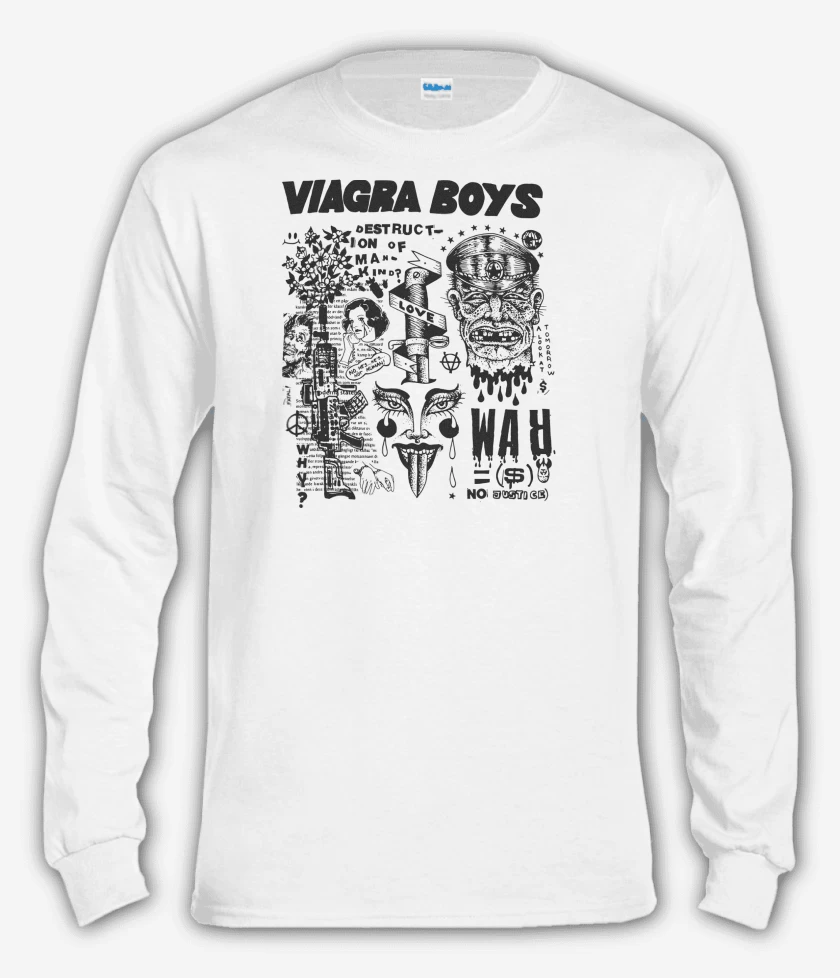 Polera manga larga Blanco de Viagra Boys War