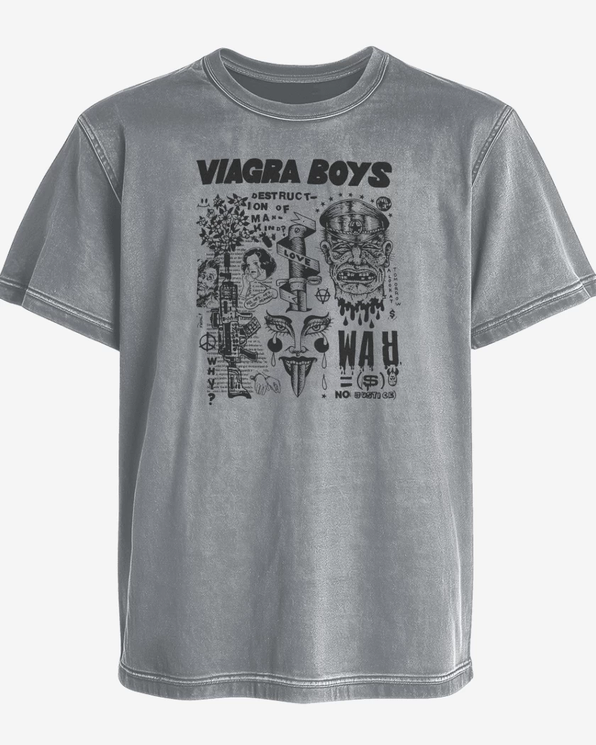 Polera desgastada Gris Melange de Viagra Boys War