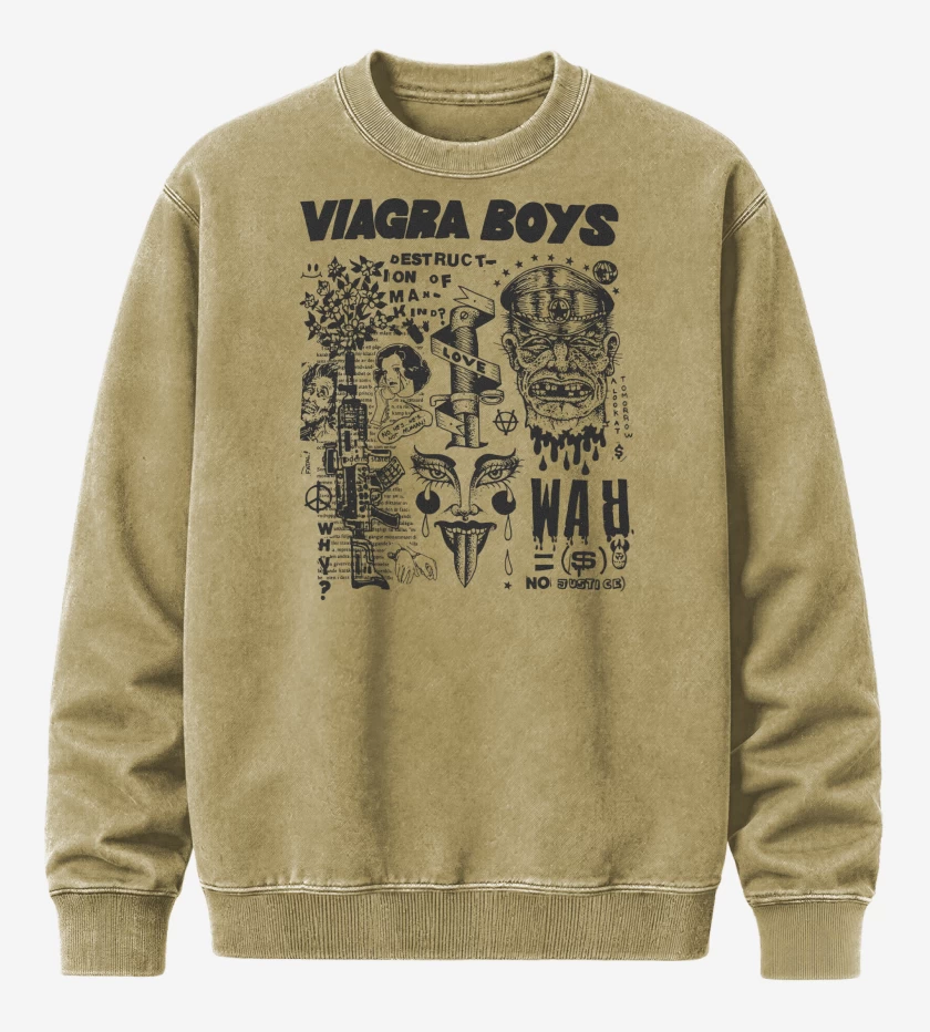 Poleron Polo Acid Wash Beige de Viagra Boys War