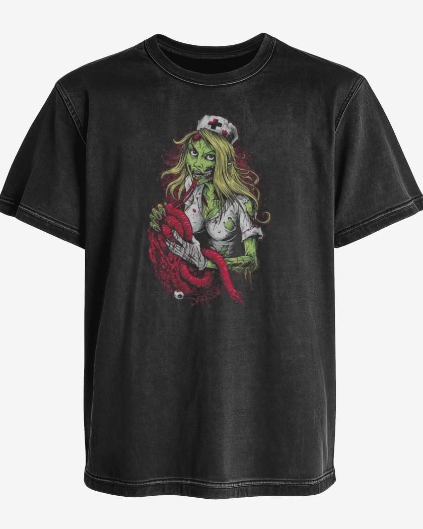 Polera desgastada Negro de Enfermera
