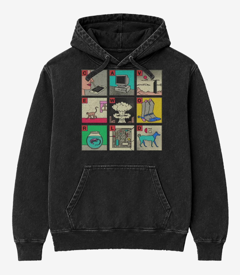 Poleron Canguro Acid Wash Negro de Viagra Boys Cave