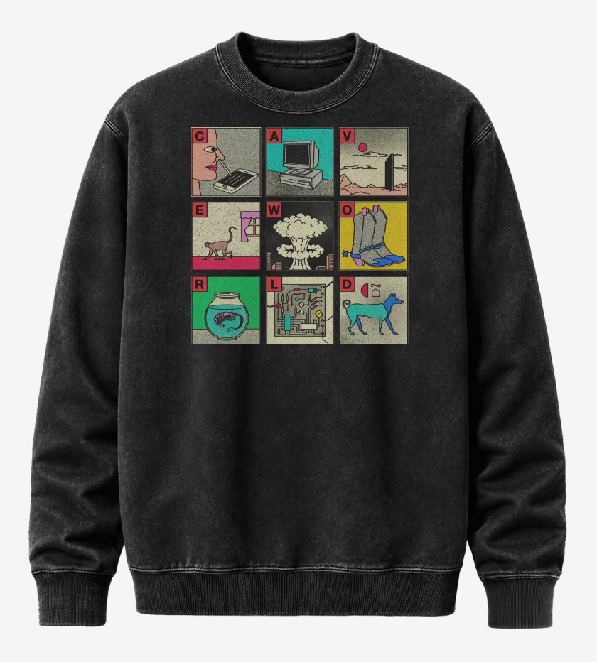 Poleron Polo Acid Wash Negro de Viagra Boys Cave