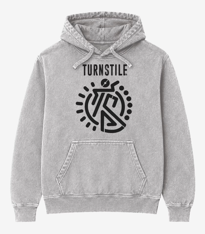 Poleron Canguro Acid Wash Gris Melange de Turnstile Logo