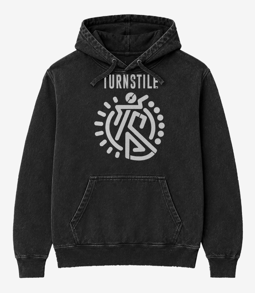 Poleron Canguro Acid Wash Negro de Turnstile Logo B