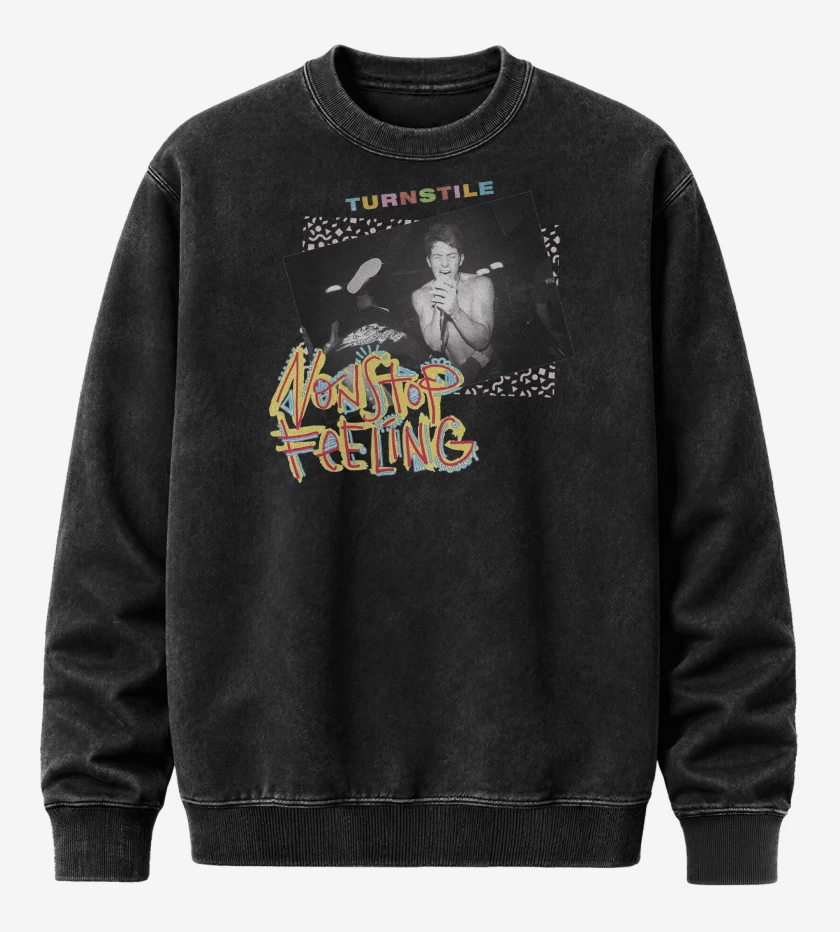 Poleron Polo Acid Wash Negro de Turnstile Non Stop Feeling