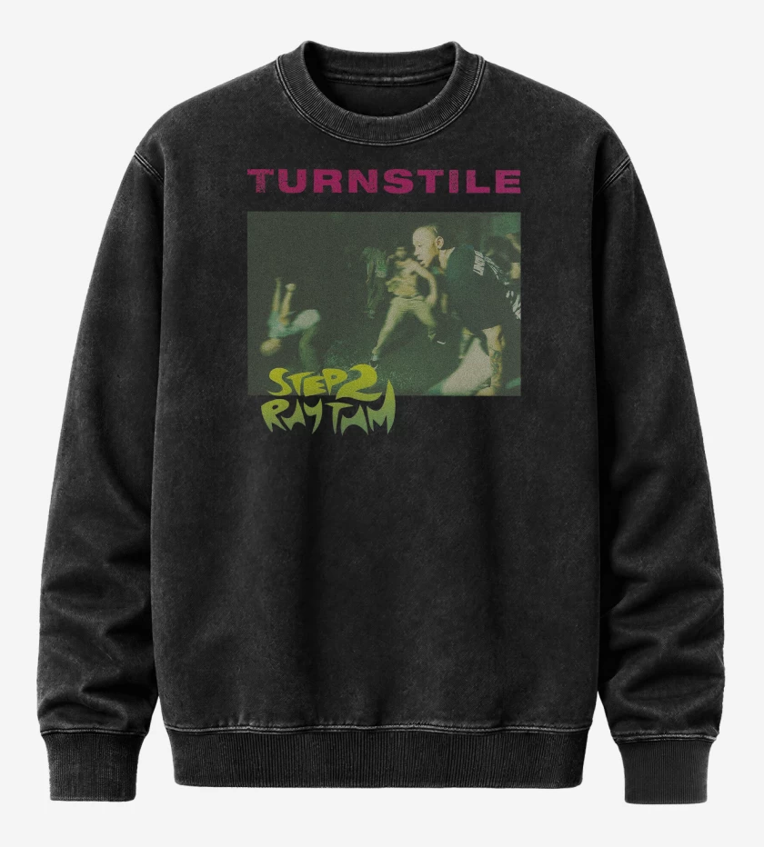 Poleron Polo Acid Wash Negro de Turnstile Step 2 Rhythm 