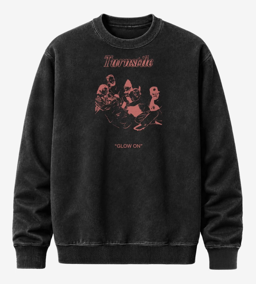 Poleron Polo Acid Wash Negro de Turnstile Glow On Band