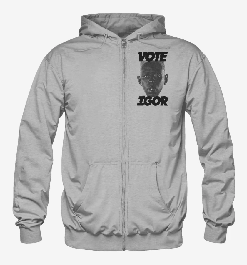 Poleron Canguro con cierre Gris Melange de Tyler The Creator Vote Igor