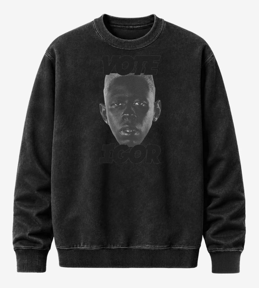 Poleron Polo Acid Wash Negro de Tyler The Creator Vote Igor