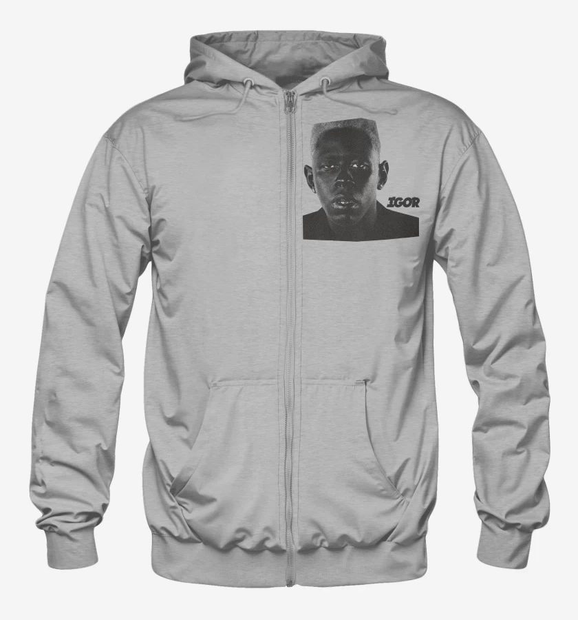 Poleron Canguro con cierre Gris Melange de Tyler the Creator Igor