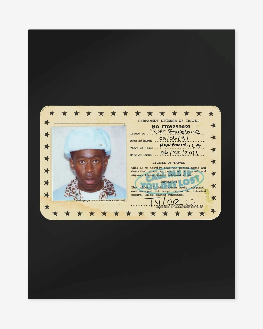 Print metalico Negro de Tyler the Creator Call Me if you Get Lost