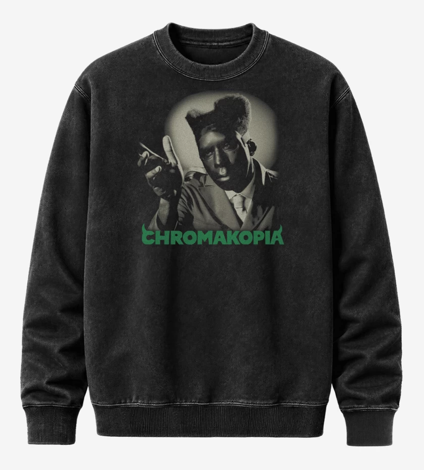 Poleron Polo Acid Wash Negro de Tyler the Creator Chromakopia