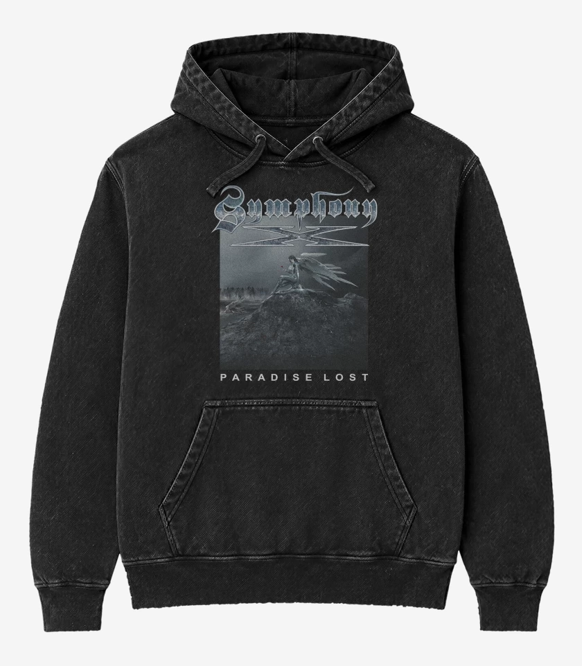 Poleron Canguro Acid Wash Negro de Symphony X Paradise Lost