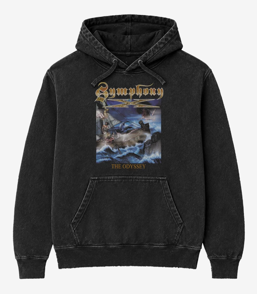 Poleron Canguro Acid Wash Negro de Symphony X The Odyssey