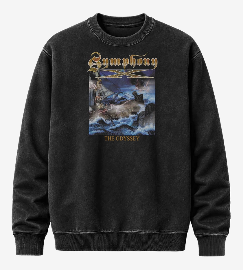 Poleron Polo Acid Wash Negro de Symphony X The Odyssey