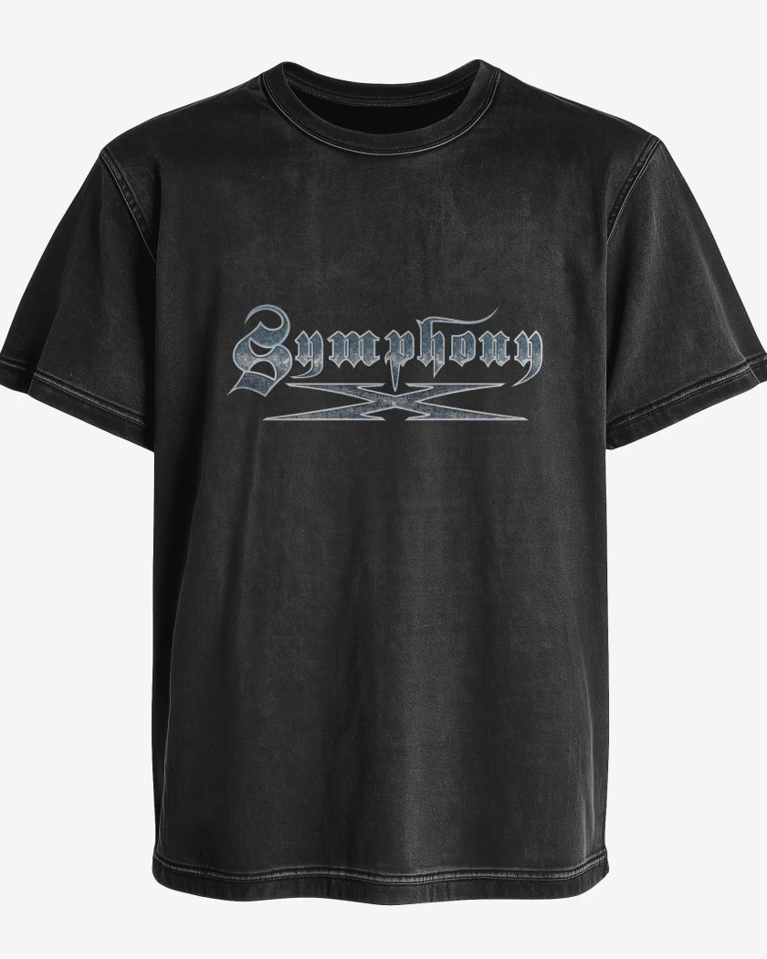 Polera desgastada Negro de Symphony X Logo