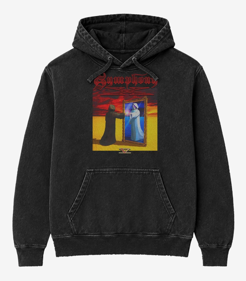Poleron Canguro Acid Wash Negro de Symphony X V