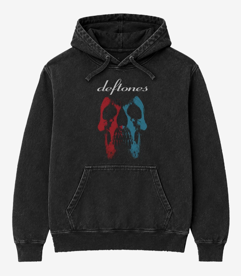 Poleron Canguro Acid Wash Negro de Deftones Deftones