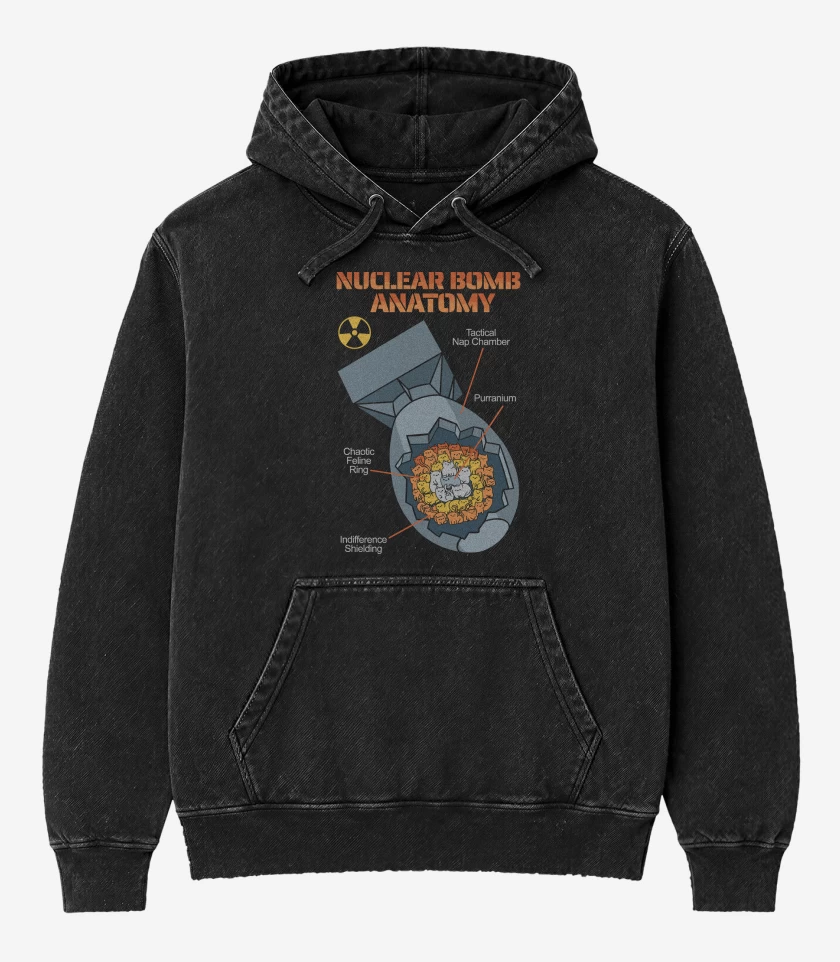 Poleron Canguro Acid Wash Negro de Bomba Atomica de Gatitos