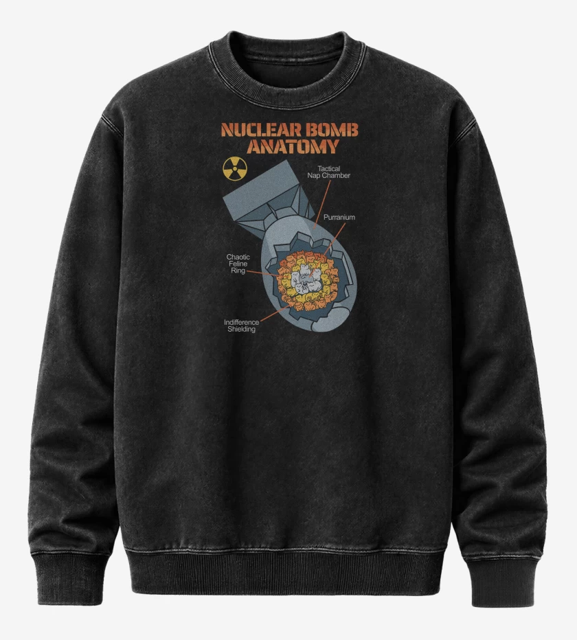 Poleron Polo Acid Wash Negro de Bomba Atomica de Gatitos