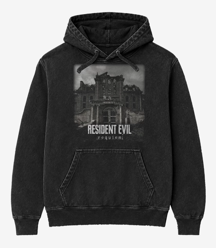 Poleron Canguro Acid Wash Negro de Comisaria Re 9