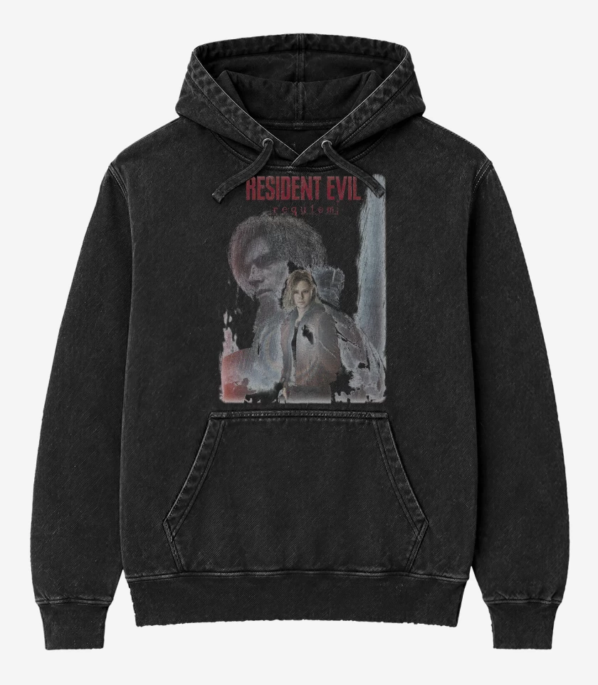 Poleron Canguro Acid Wash Negro de RE Requiem