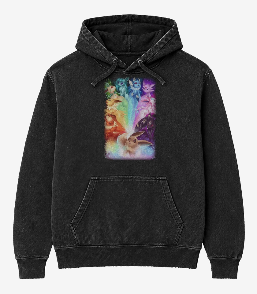 Poleron Canguro Acid Wash Negro de Evves