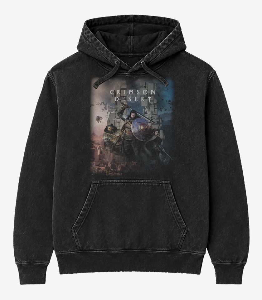 Poleron Canguro Acid Wash Negro de Crimson desert