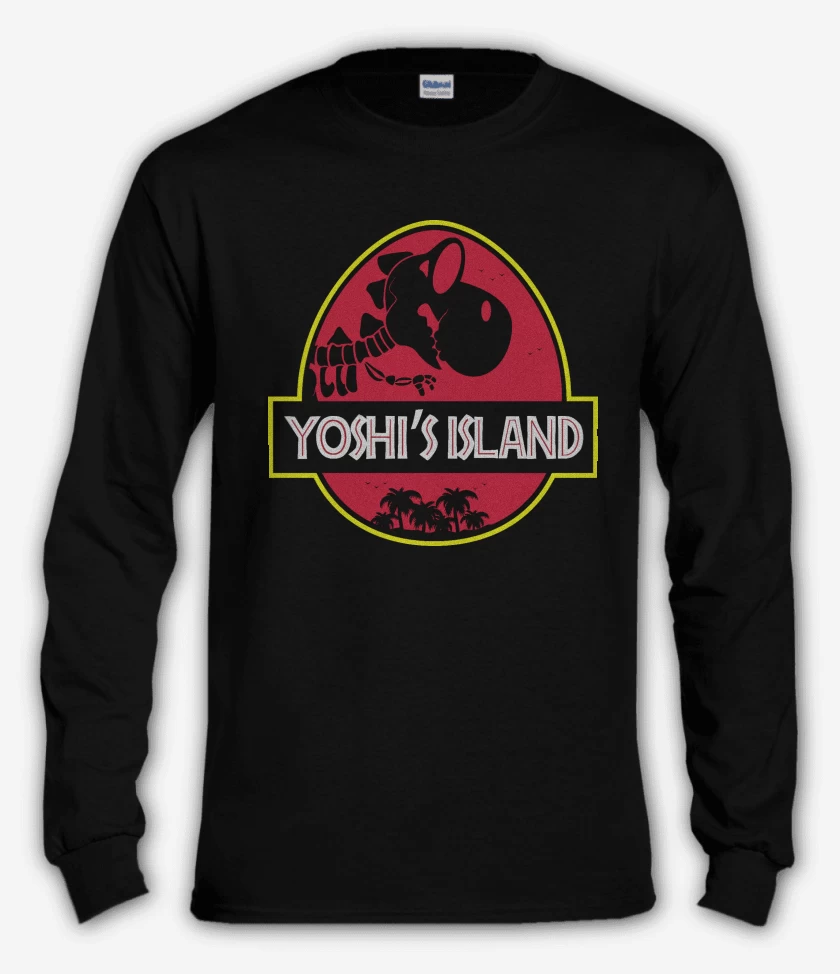 Polera manga larga Negro de Jurassic Yoshi