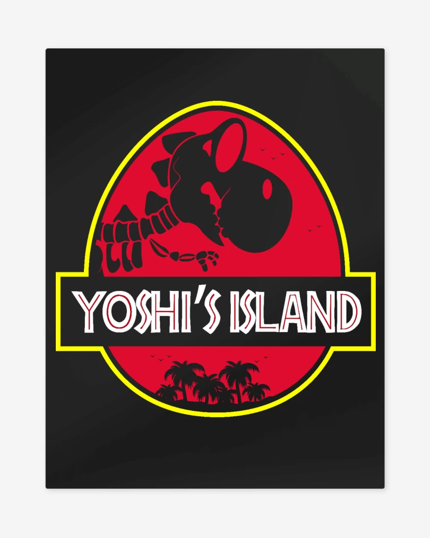 Print metalico Negro de Jurassic Yoshi